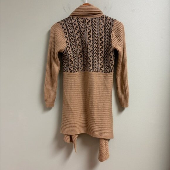 Albinaas Alpaca Womens Handmade Open Front Waterfall Brown Cardigan Size XS Peru - Picture 4 of 12